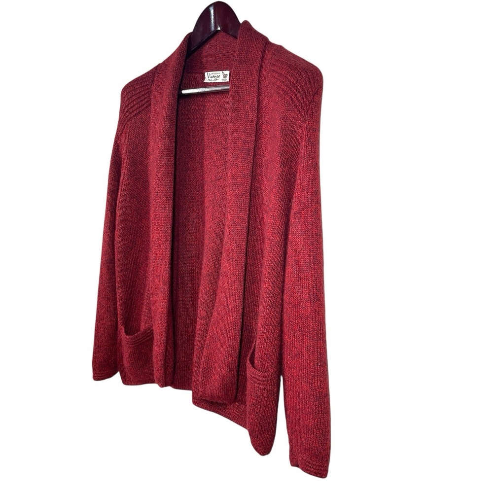 Vivanco Artesnia 100% Alpaca Cardigan Womens S Berry Red Open Front Knit Sweater - Picture 3 of 5